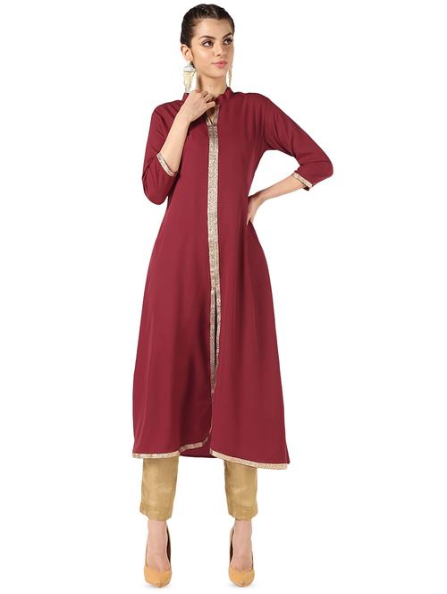 solid a-line kurta  - 16661942 - Very Small Image - 1