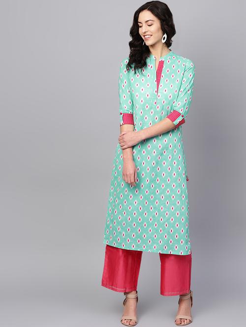 ikat print straight kurta  - 16661947 - Very Small Image - 1