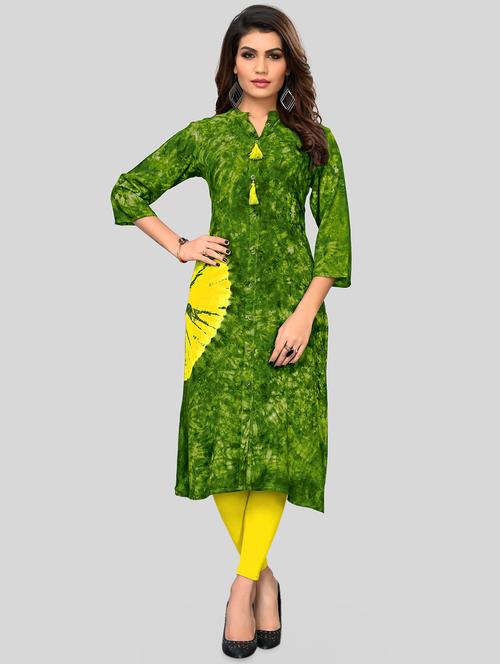 tie & dye straight kurta - 16662217 - Very Small Image - 1