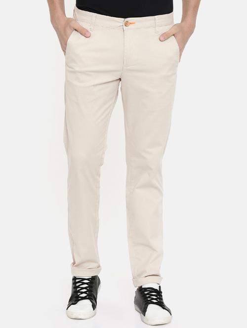 beige solid chinos - 16662362 - Very Small Image - 1