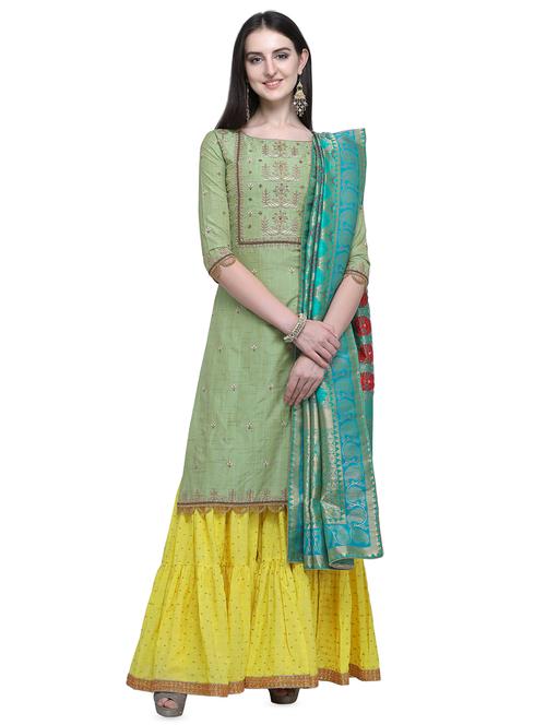 embroidered semi-stitched suit - 16662541 - Very Small Image - 1