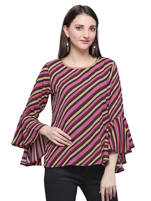 bell sleeved striped top  - 16663162 - Very Small Image - 1
