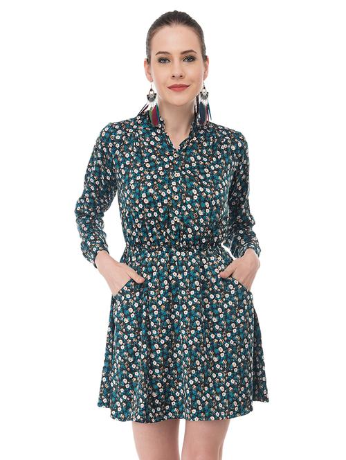 long sleeved floral a-line dress - 16663986 - Very Small Image - 1