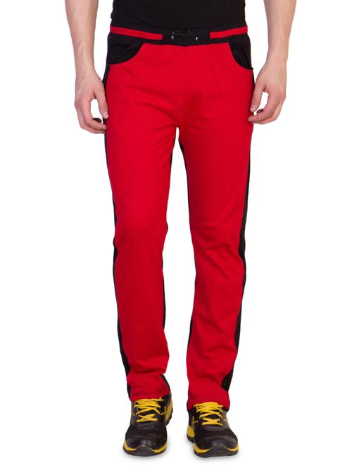red color block full length track pant - 16664673 - Very Small Image - 1