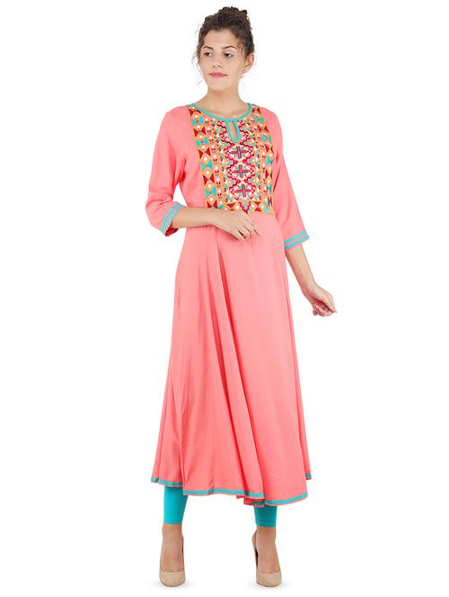 embroidered flared kurta - 16666642 - Very Small Image - 1