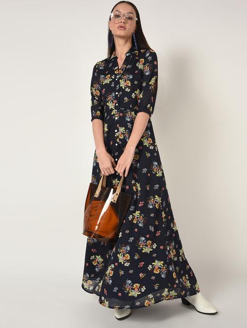 button up floral maxi dress - 16667842 - Very Small Image - 1