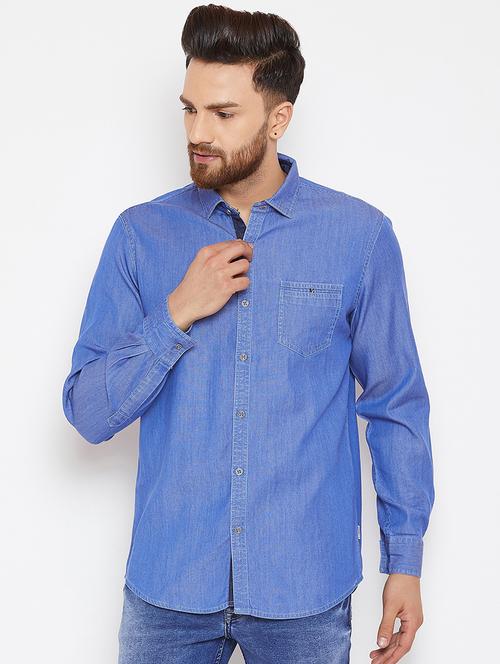 blue denim casual shirt - 16667907 - Very Small Image - 1