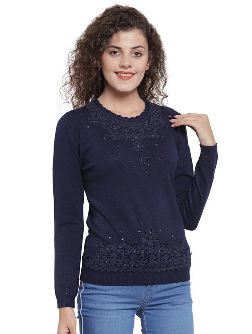 long sleeved floral laced pullover - 16668405 - Very Small Image - 1