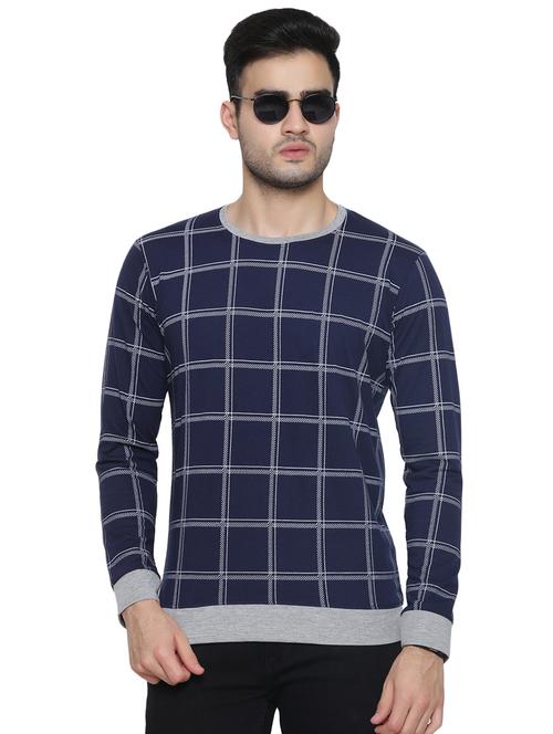 navy blue checkered t-shirt - 16671209 - Very Small Image - 1