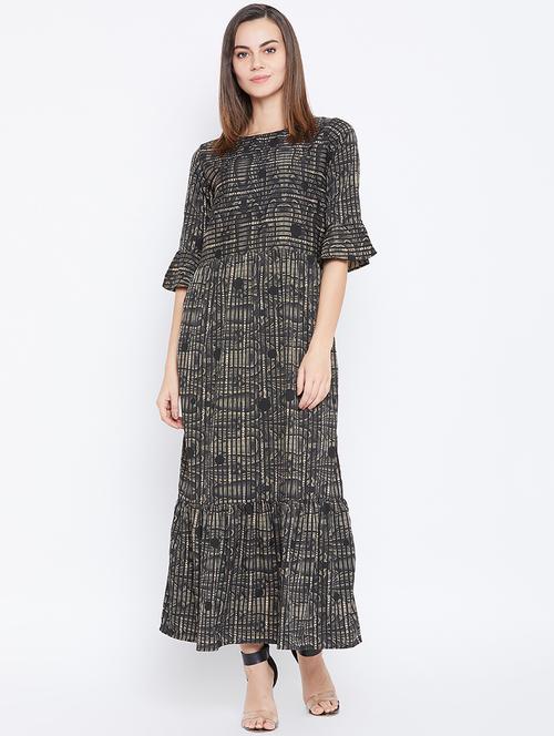 bell sleeved gathered maxi dress - 16672067 - Very Small Image - 1