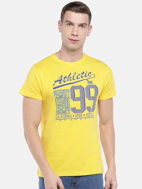 yellow typographic print t-shirt - 16672189 - Very Small Image - 1