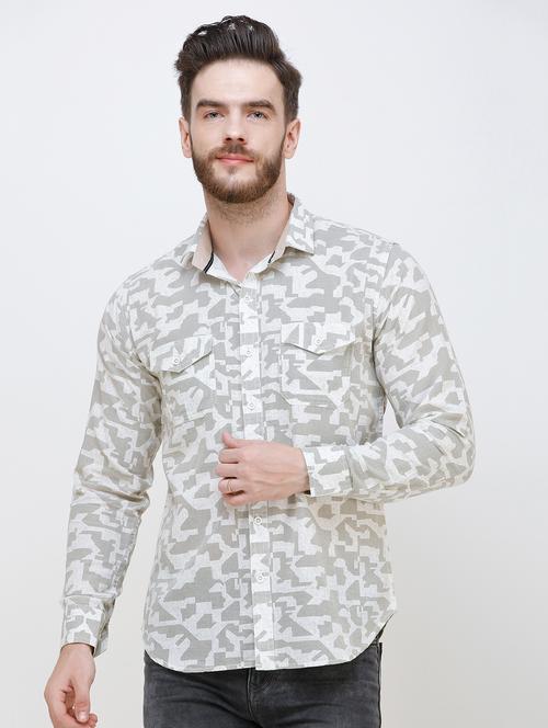 grey geometric print casual shirt - 16673068 - Very Small Image - 1