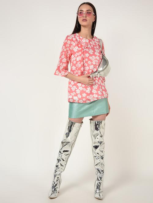 bow detail bell sleeved floral top - 16673420 - Very Small Image - 1