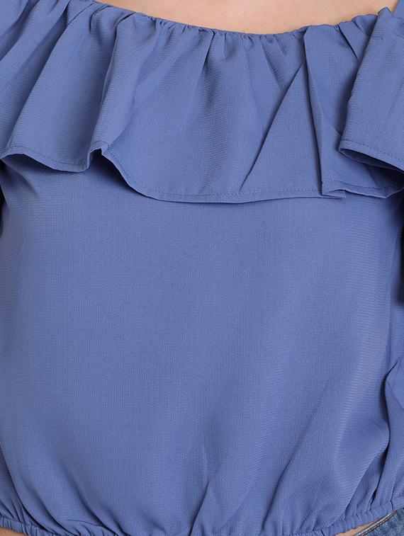 women's crop asymmetric neck top - 16675213 - Standard Image - 4