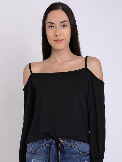 cold shoulder knotted hem top - 16675221 - Very Small Image - 1