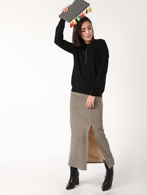 crew neck embellished wool blend pullover - 16675684 - Very Small Image - 1