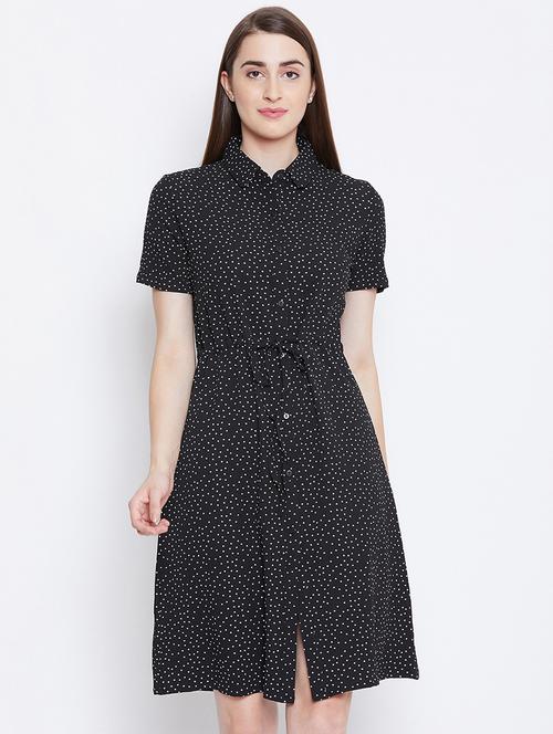 drawstring polka dots a-line dress - 16676072 - Very Small Image - 1