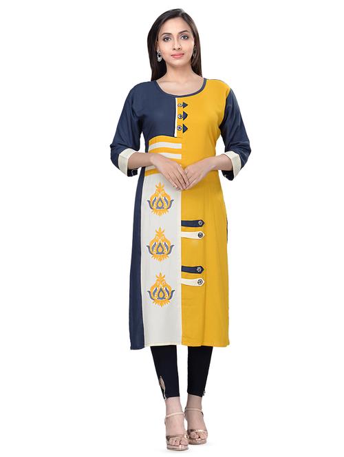contrast straight kurta - 16676398 - Very Small Image - 1