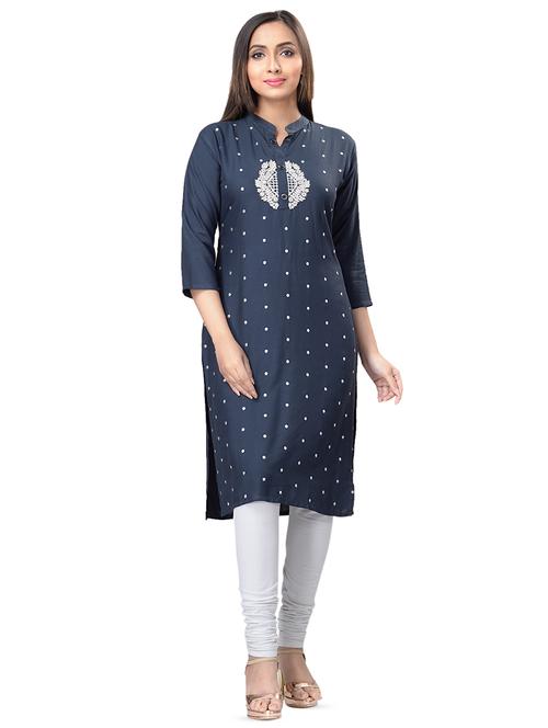 embroidered straight kurta - 16676440 - Very Small Image - 1