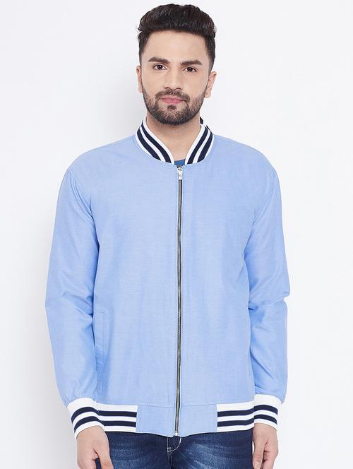 light blue solid bomber jacket - 16679730 - Very Small Image - 1