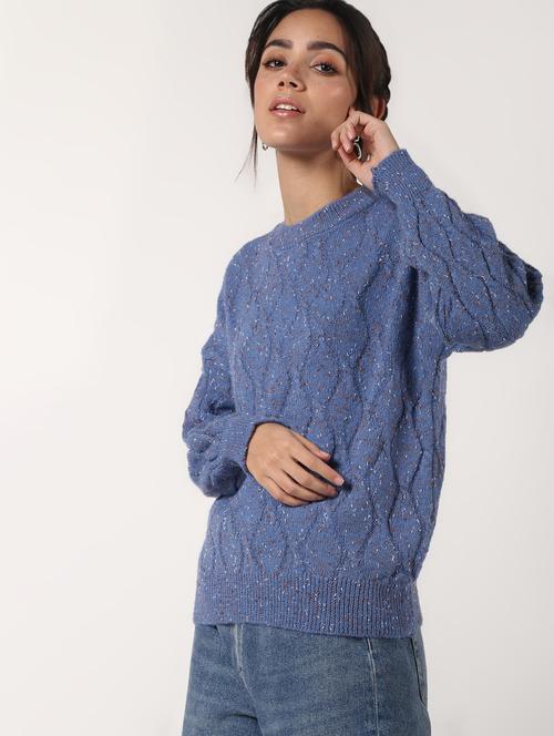 crew neck solid wool blend pullover - 16680330 - Very Small Image - 1