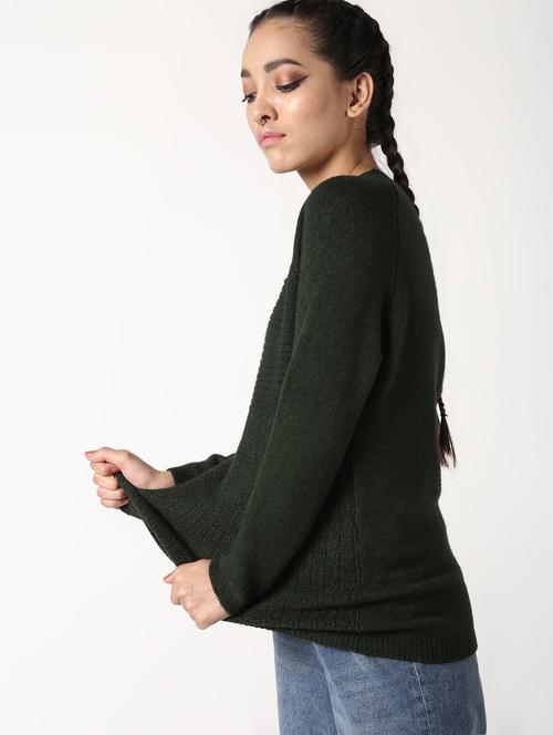 raglan sleeved solid wool blend pullover - 16681593 - Very Small Image - 1