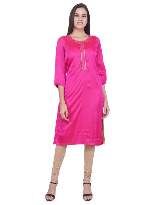 fuchsia solid kurta - 16684171 - Very Small Image - 1