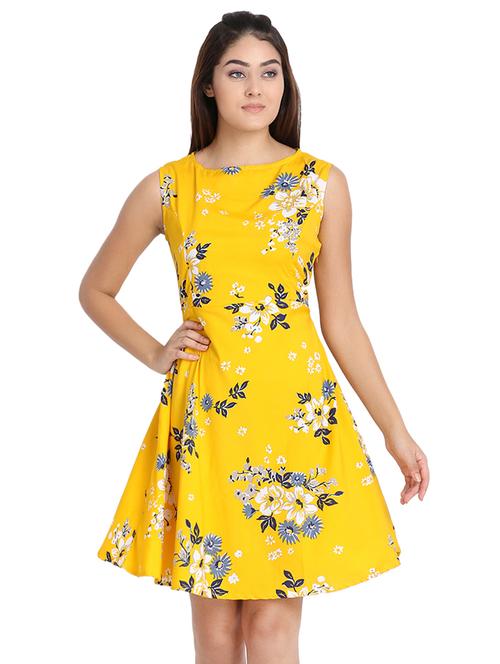boat neck floral a-line dress - 16684376 - Very Small Image - 1