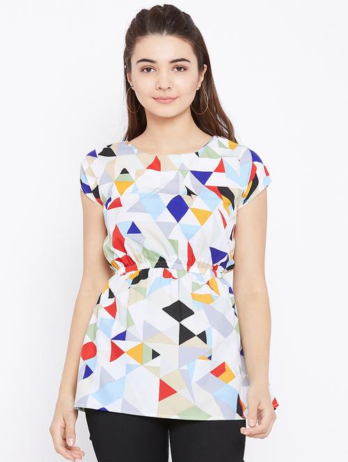 round neck abstract top  - 16684569 - Very Small Image - 1