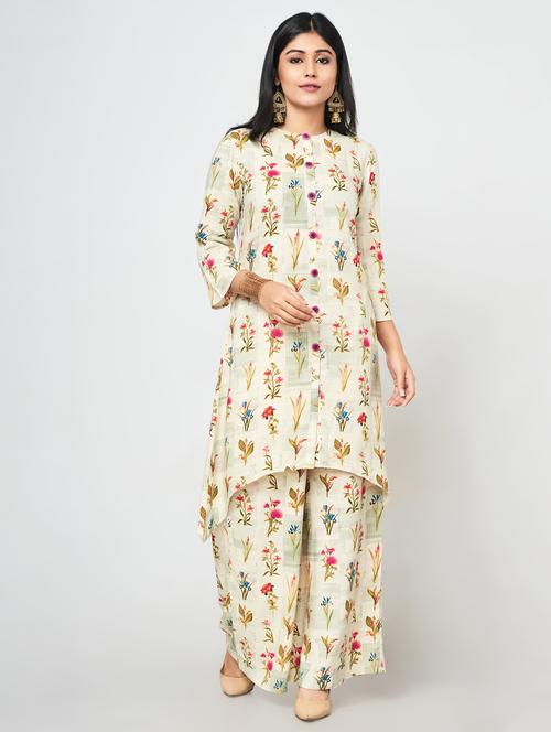 floarl printed high-low kurta - 16684635 - Very Small Image - 1