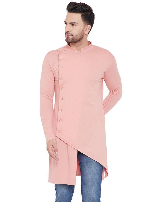 pink solid asymmetric kurta - 16685973 - Very Small Image - 1