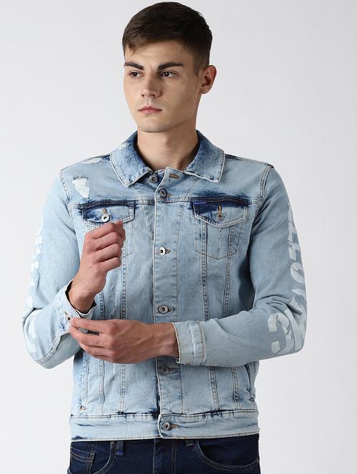 blue printed denim jacket - 16685981 - Very Small Image - 1