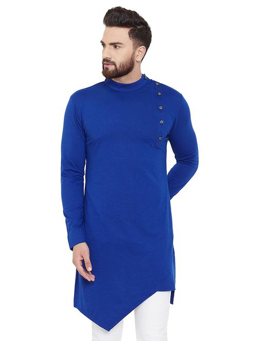 blue solid asymmetric kurta - 16686015 - Very Small Image - 1