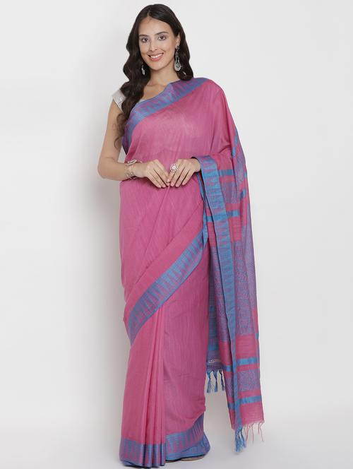 contrast bordered bhagalpuri saree with blouse - 16687593 - Very Small Image - 1