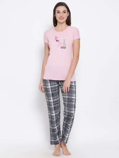 quirky tee with checkered pajama set  - 16688286 - Very Small Image - 1