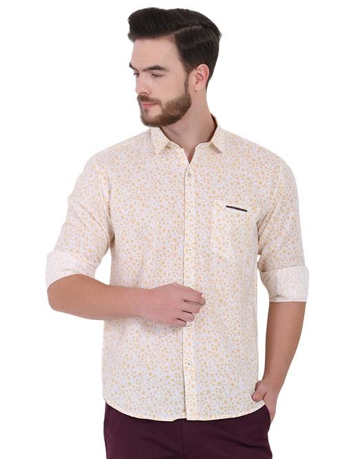 yellow floral printed casual shirt - 16690869 - Very Small Image - 1