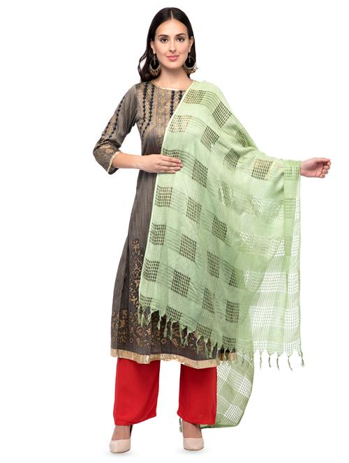neo mint check solid dupatta - 16694791 - Very Small Image - 1
