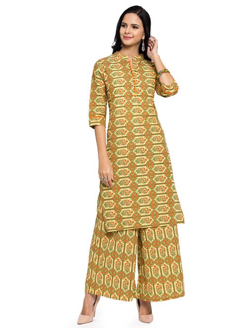 floral printed kurta palazzo set - 16694874 - Very Small Image - 1