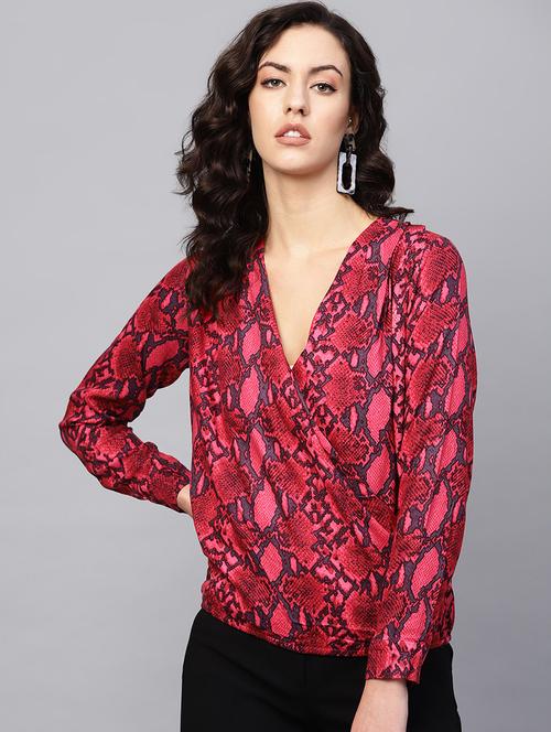 overlap  neck animal blouson top  - 16695261 - Very Small Image - 1