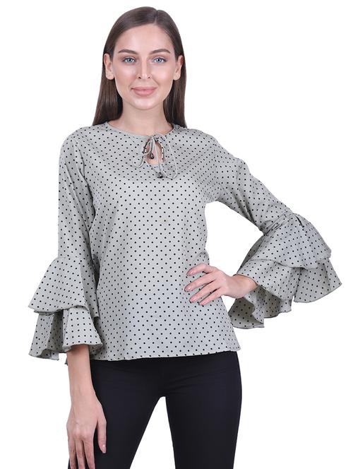 bell sleeved polka dots top - 16698258 - Very Small Image - 1