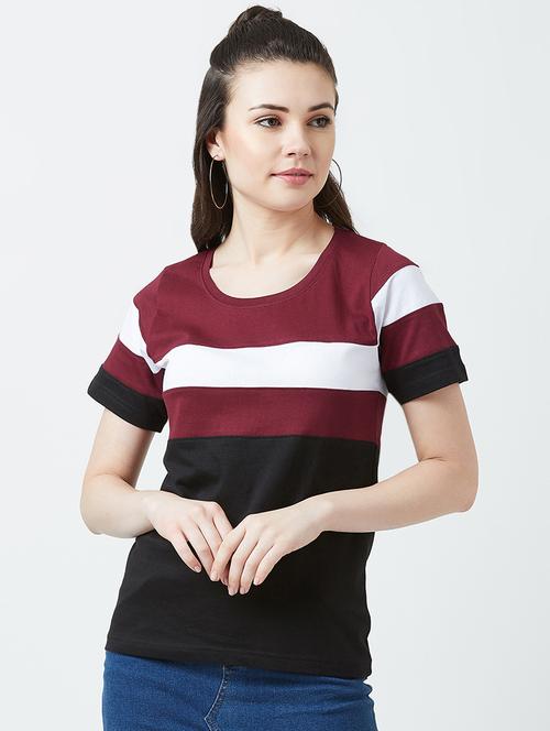round neck color block tee - 16698538 - Very Small Image - 1