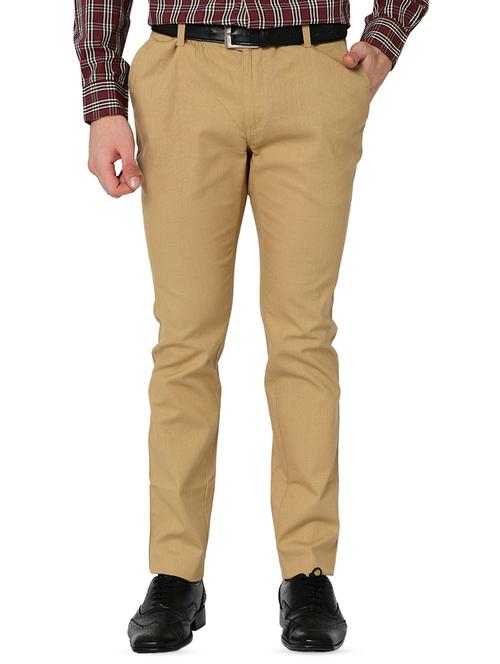 brown organic linen flat front casual trouser - 16699235 - Very Small Image - 1