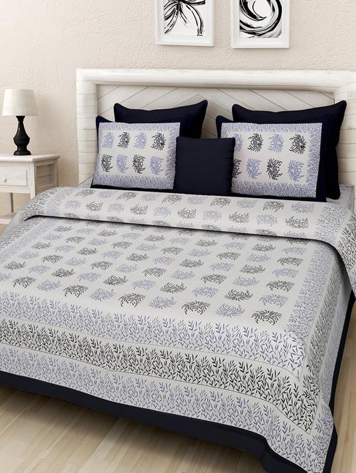 cotton printed king king size bed sheet with 2 pillow covers - 16699444 - Very Small Image - 1