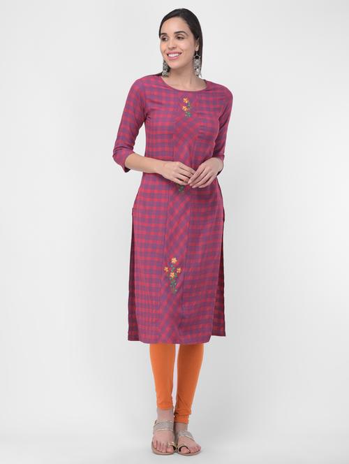 purple khadi aline kurta - 16700166 - Very Small Image - 1