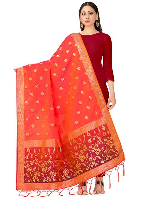 floral printed  banarasi dupatta - 16700267 - Very Small Image - 1