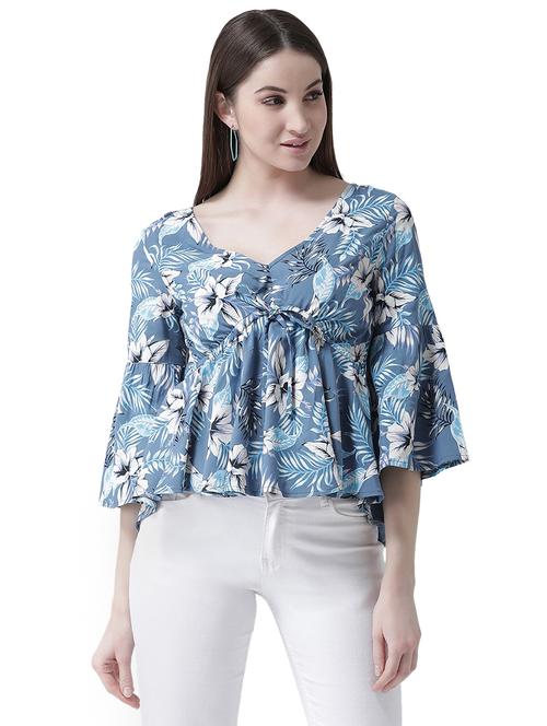 bell sleeved tie front peplum top - 16700750 - Very Small Image - 1