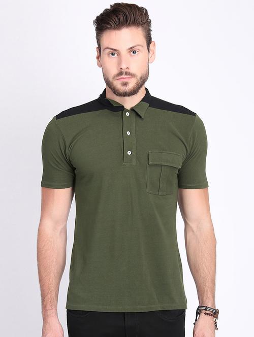 olive green solid pocket t-shirt - 16700895 - Very Small Image - 1