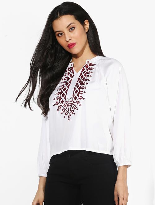 mandarin neck embroidered top  - 16701168 - Very Small Image - 1