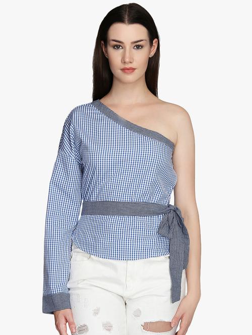 tie front single shoulder top  - 16701207 - Very Small Image - 1