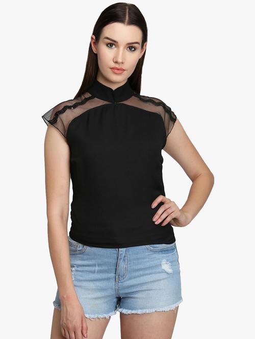 sequin embellished sheer panel top  - 16701326 - Very Small Image - 1